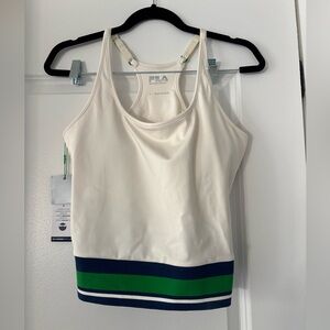 Fila Brandon Maxwell Cream Tank Top with Blue and Green Stripes size M